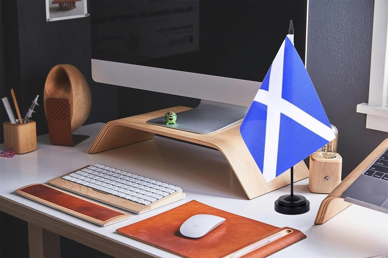 WXTWK 2 Pack Scotland Flag Scotland Deluxe Desk Flag Set - Mini Small Scot Table Office Flags with Black 12" Solid Pole Stand Base Classroom Meeting Desktop Decorations - Image 5